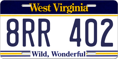 WV license plate 8RR402