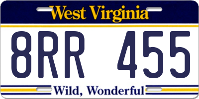 WV license plate 8RR455