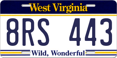 WV license plate 8RS443