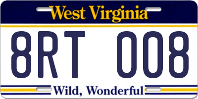 WV license plate 8RT008