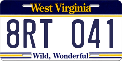WV license plate 8RT041