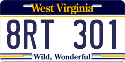 WV license plate 8RT301