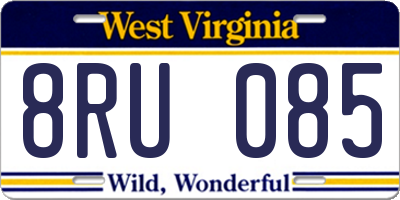 WV license plate 8RU085