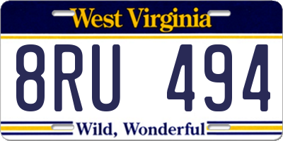 WV license plate 8RU494