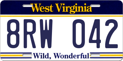 WV license plate 8RW042