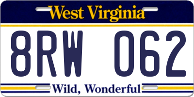 WV license plate 8RW062