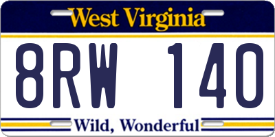 WV license plate 8RW140