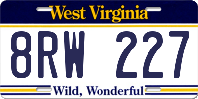 WV license plate 8RW227