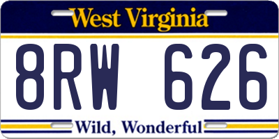 WV license plate 8RW626