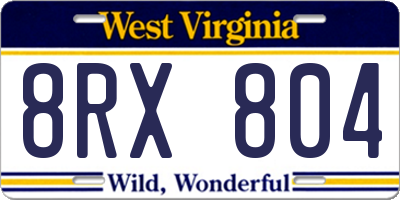 WV license plate 8RX804