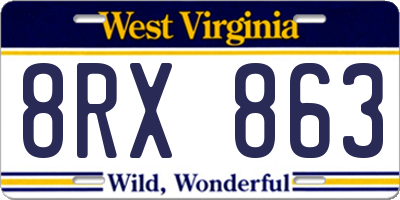 WV license plate 8RX863