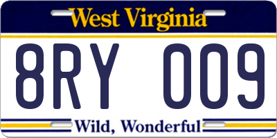 WV license plate 8RY009