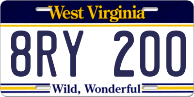 WV license plate 8RY200