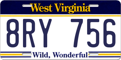 WV license plate 8RY756