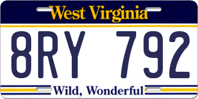 WV license plate 8RY792