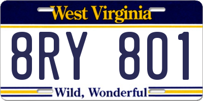 WV license plate 8RY801