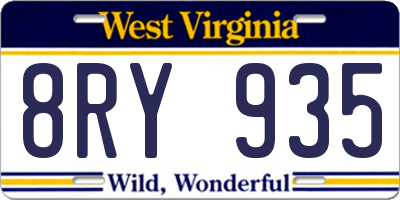 WV license plate 8RY935