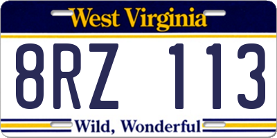 WV license plate 8RZ113
