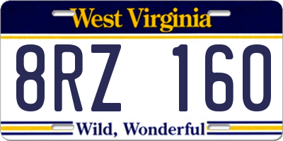 WV license plate 8RZ160