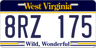 WV license plate 8RZ175