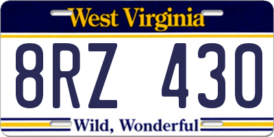 WV license plate 8RZ430