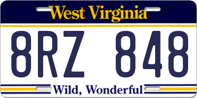 WV license plate 8RZ848