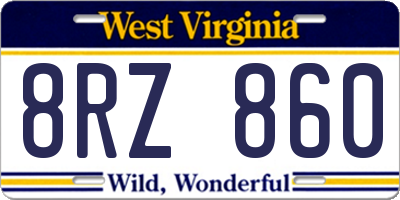WV license plate 8RZ860