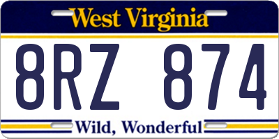 WV license plate 8RZ874