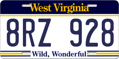 WV license plate 8RZ928