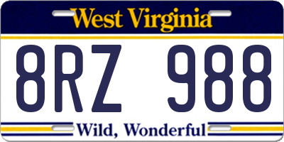 WV license plate 8RZ988