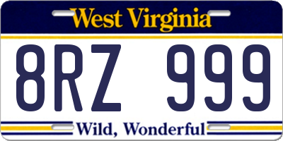 WV license plate 8RZ999
