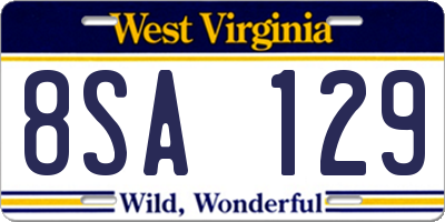 WV license plate 8SA129