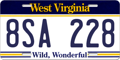 WV license plate 8SA228