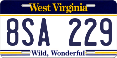 WV license plate 8SA229