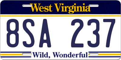 WV license plate 8SA237