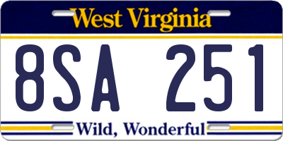 WV license plate 8SA251