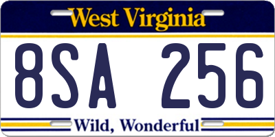 WV license plate 8SA256
