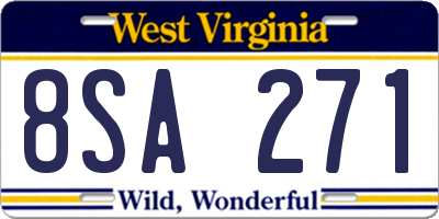 WV license plate 8SA271