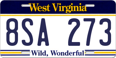 WV license plate 8SA273