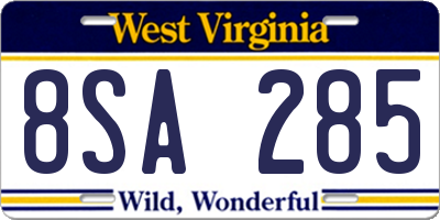 WV license plate 8SA285