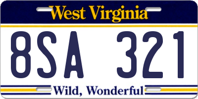 WV license plate 8SA321