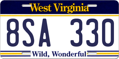 WV license plate 8SA330