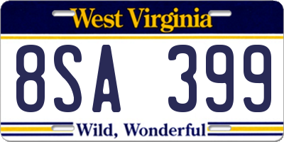 WV license plate 8SA399