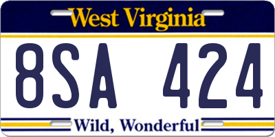 WV license plate 8SA424
