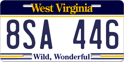 WV license plate 8SA446