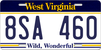 WV license plate 8SA460