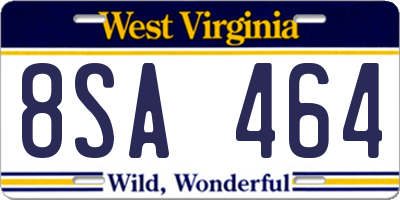 WV license plate 8SA464