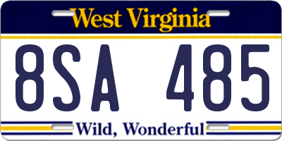 WV license plate 8SA485