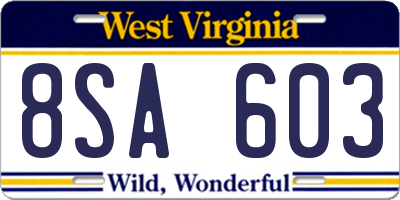 WV license plate 8SA603