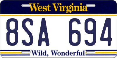 WV license plate 8SA694